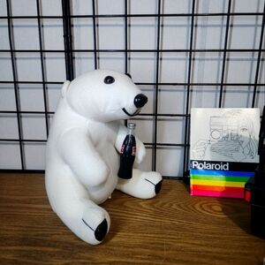 Coca-Cola Brand Plush Polar Bear Holding Coke Bottle 1993 Vintage
